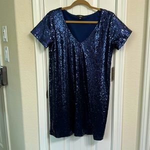 Navy Blue Sequin Cocktail Dress - Lulu’s